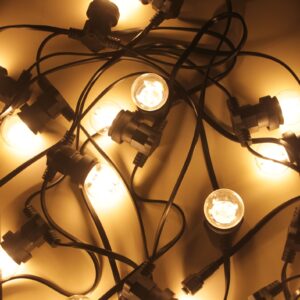 Festoon Light Commercial Grade Flat Cable with Bulbs 10m with 20 Sockets